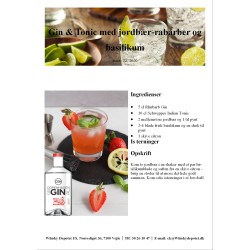 Opskrift på Gin & Tonic med jordbær-rabarber og
basilikum